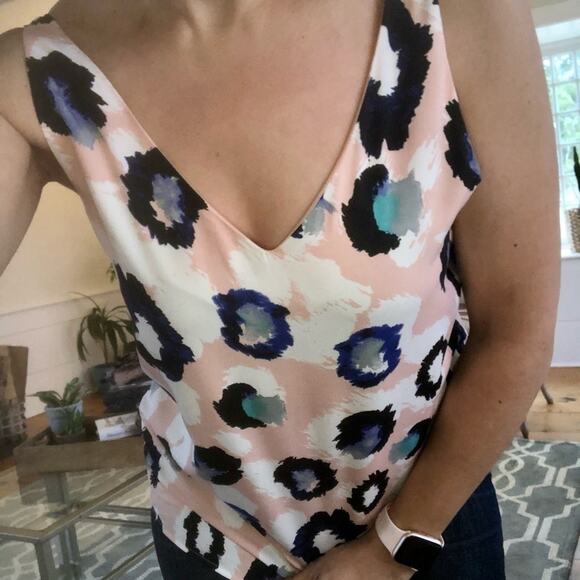 Banana Republic Multi-Color Sleeveless V-Neck Blouse Top Size XS Career Casual - Picture 6 of 10